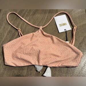 NWT Amuse Society bathing suit top XS, rose with white polka dots